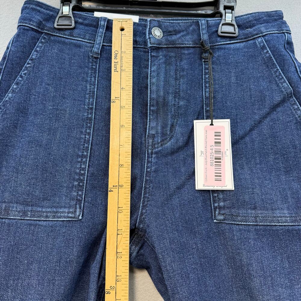 Judy Blue Jeans Women's 5/27 Dark Blue Uptown Funk Patch Pocket Flare NWT - Picture 13 of 15